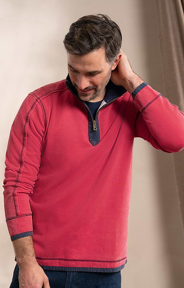 Men's Vintage T-Zip Rugby Shirt