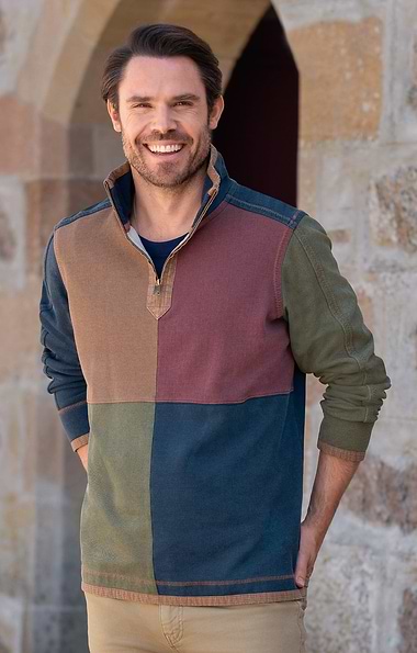 Men's Vintage T-Zip Striped Rugby Shirt