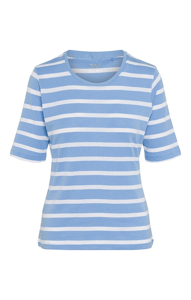 Ladies Basic Stripe Short Sleeved Crew
