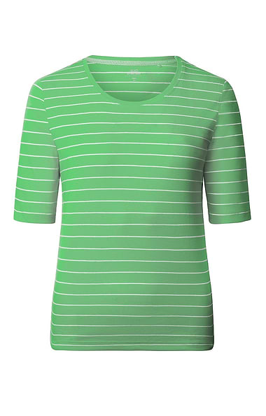 Ladies Basic Stripe Short Sleeved Crew