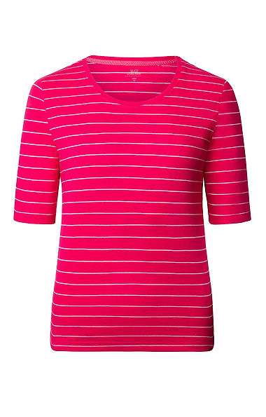Ladies Basic Stripe Short Sleeved Crew