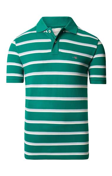 Men's Gant Striped Short Sleeve Pique Polo Shirt