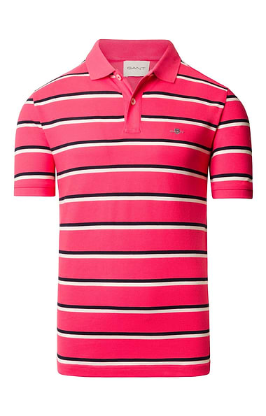 Men's Gant Striped Short Sleeve Pique Polo Shirt