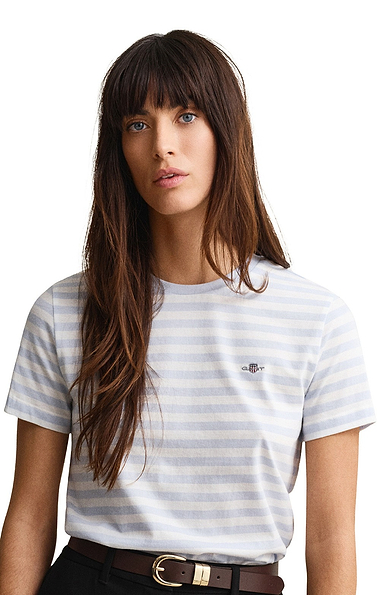 Ladies Gant Stripe Shield Short Sleeve Tee