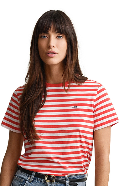 Ladies Gant Stripe Shield Short Sleeve Tee
