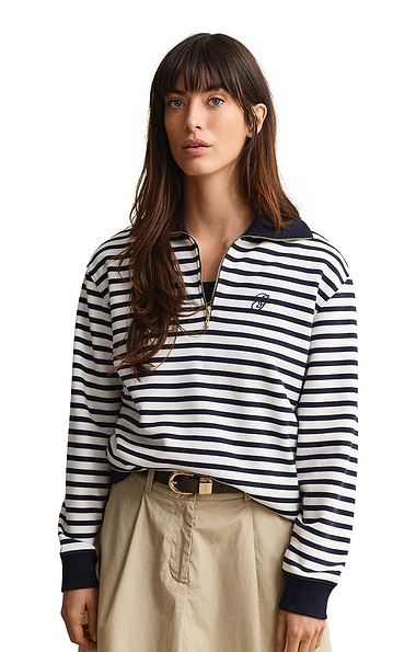 Ladies Gant Striped Half Zip Sweater