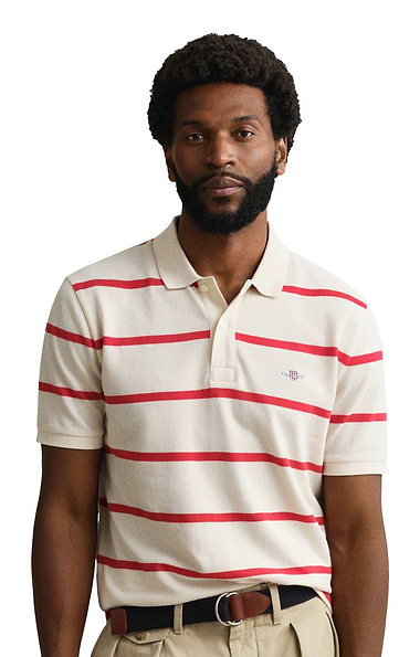 Men's Gant Striped Short Sleeve Polo Shirt