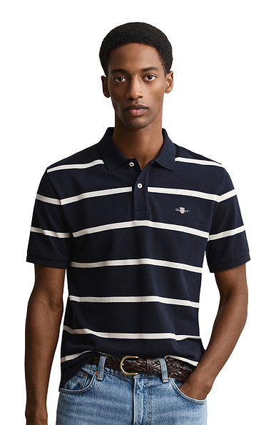 Men's Gant Striped Short Sleeve Polo Shirt