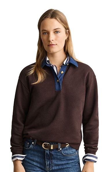 Ladies Gant Denim Collar Rugby Sweatshirt