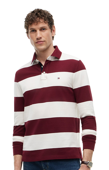 Men's Tommy Hilfiger Long Sleeve Stripe Rugby Polo