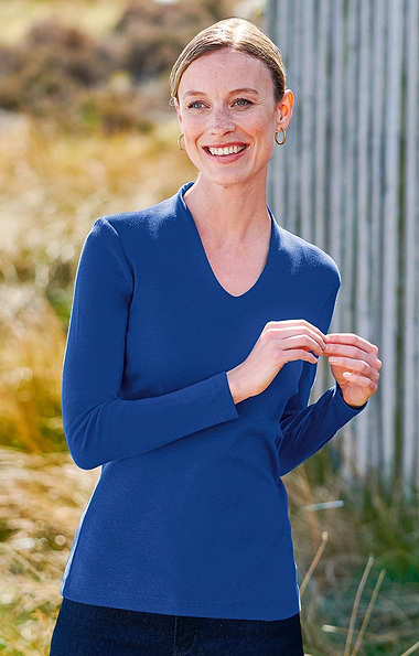 Ladies Cotton V-Neck Top