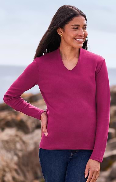 Ladies Cotton V-Neck Top