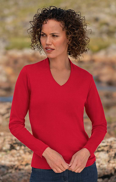 Ladies Cotton V-Neck Top