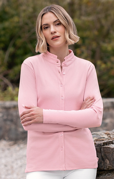 Ladies Cotton Frill Collar Top