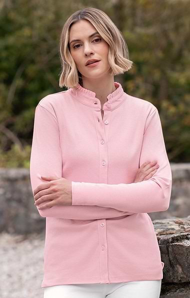 Ladies Cotton Frill Collar Top