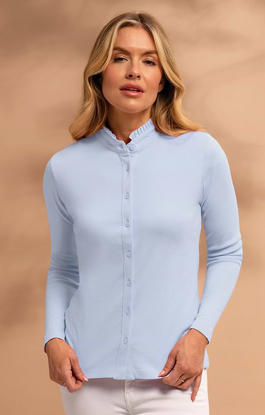 Ladies Cotton Frill Collar Top