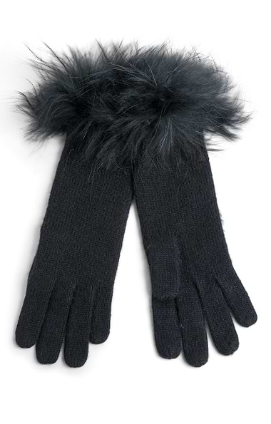 Ladies Fox Fur Cashmere Gloves