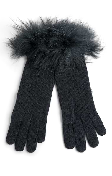 Ladies Fox Fur Cashmere Gloves