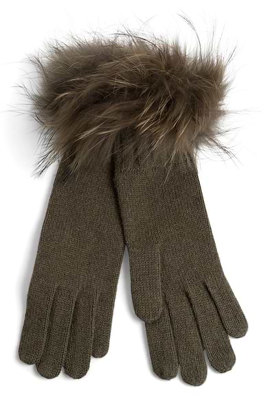 Ladies Fox Fur Cashmere Gloves