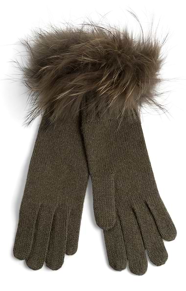 Ladies Fox Fur Cashmere Gloves