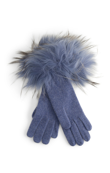 Ladies Fox Fur Cashmere Gloves