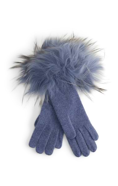 Ladies Fox Fur Cashmere Gloves