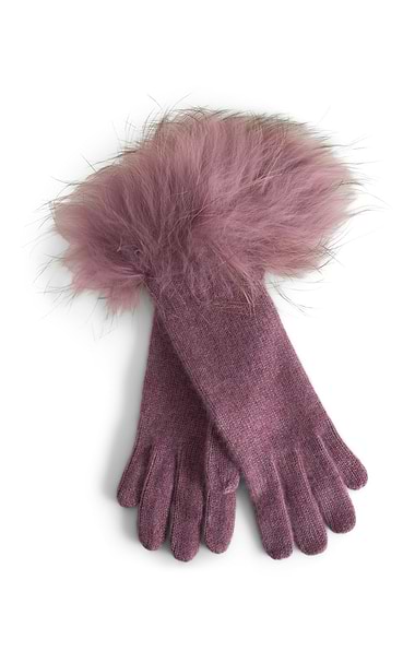 Ladies Fox Fur Cashmere Gloves