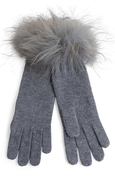Ladies Fox Fur Cashmere Gloves