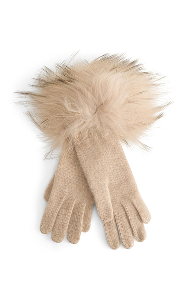 Ladies Fox Fur Cashmere Gloves