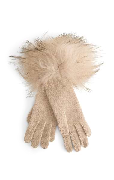 Ladies Fox Fur Cashmere Gloves