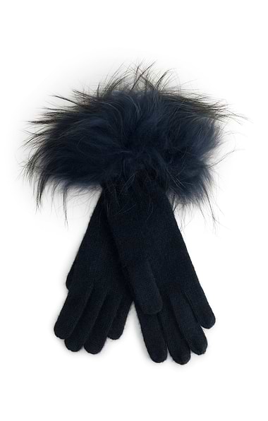 Ladies Fox Fur Cashmere Gloves