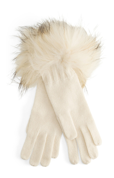 Ladies Fox Fur Cashmere Gloves