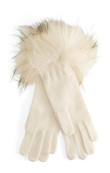 Ladies Fox Fur Cashmere Gloves