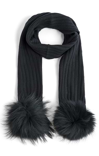 Ladies Fox Fur Cashmere Scarf