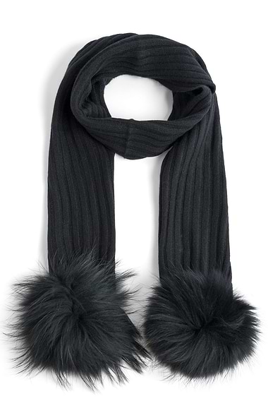 Ladies Fox Fur Cashmere Scarf