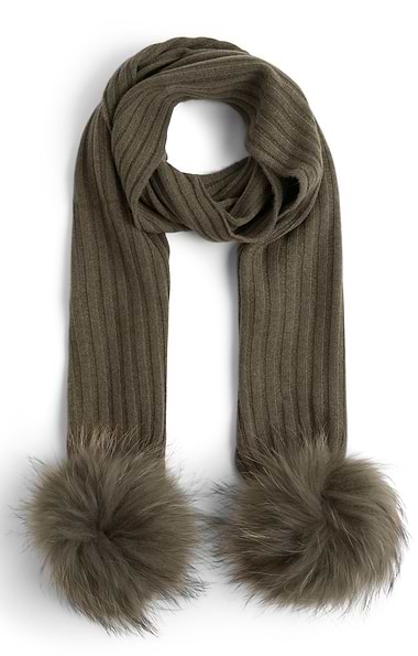 Ladies Fox Fur Cashmere Scarf