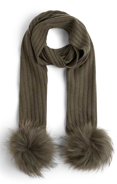 Ladies Fox Fur Cashmere Scarf