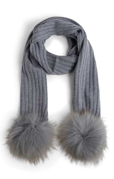 Ladies Fox Fur Cashmere Scarf
