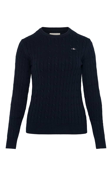 Ladies Gant Cotton Cable Knit Crew Neck Sweater