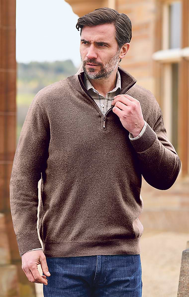 Men's Cashmere T-Zip