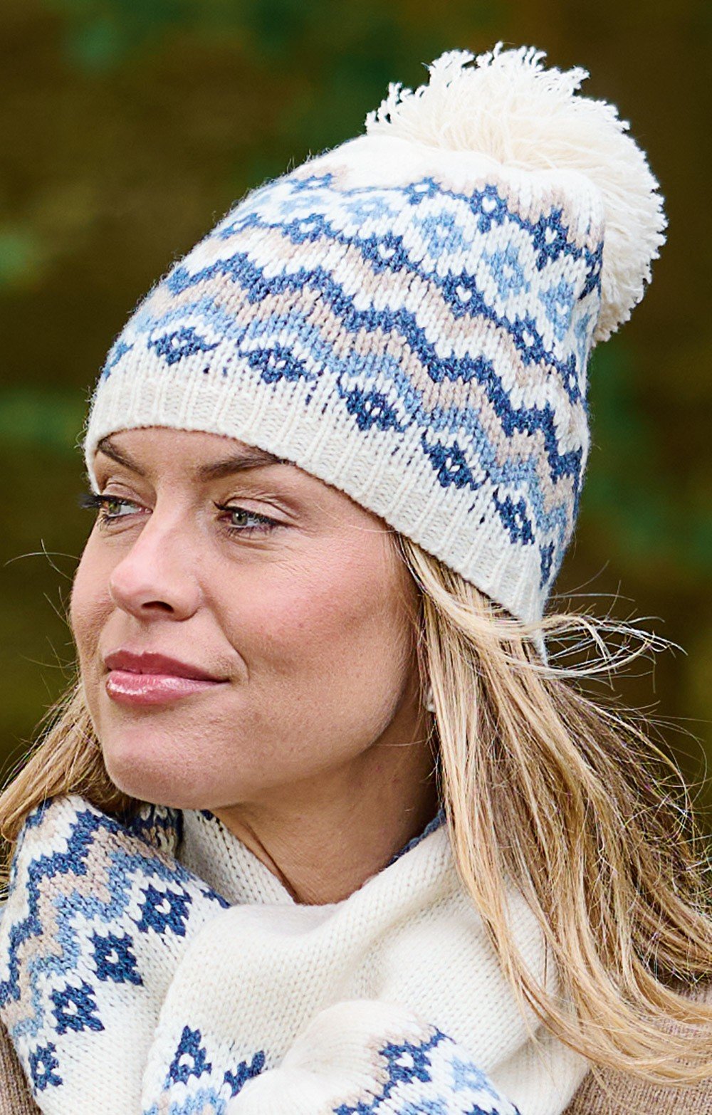 NWT Kusan Women\'s Blue White 100% Wool Striped Print Ribbed Knit Beanie Cap Kusan 100% Wool Striped Pull-on Beanie Hat One Size Choice  main image 2