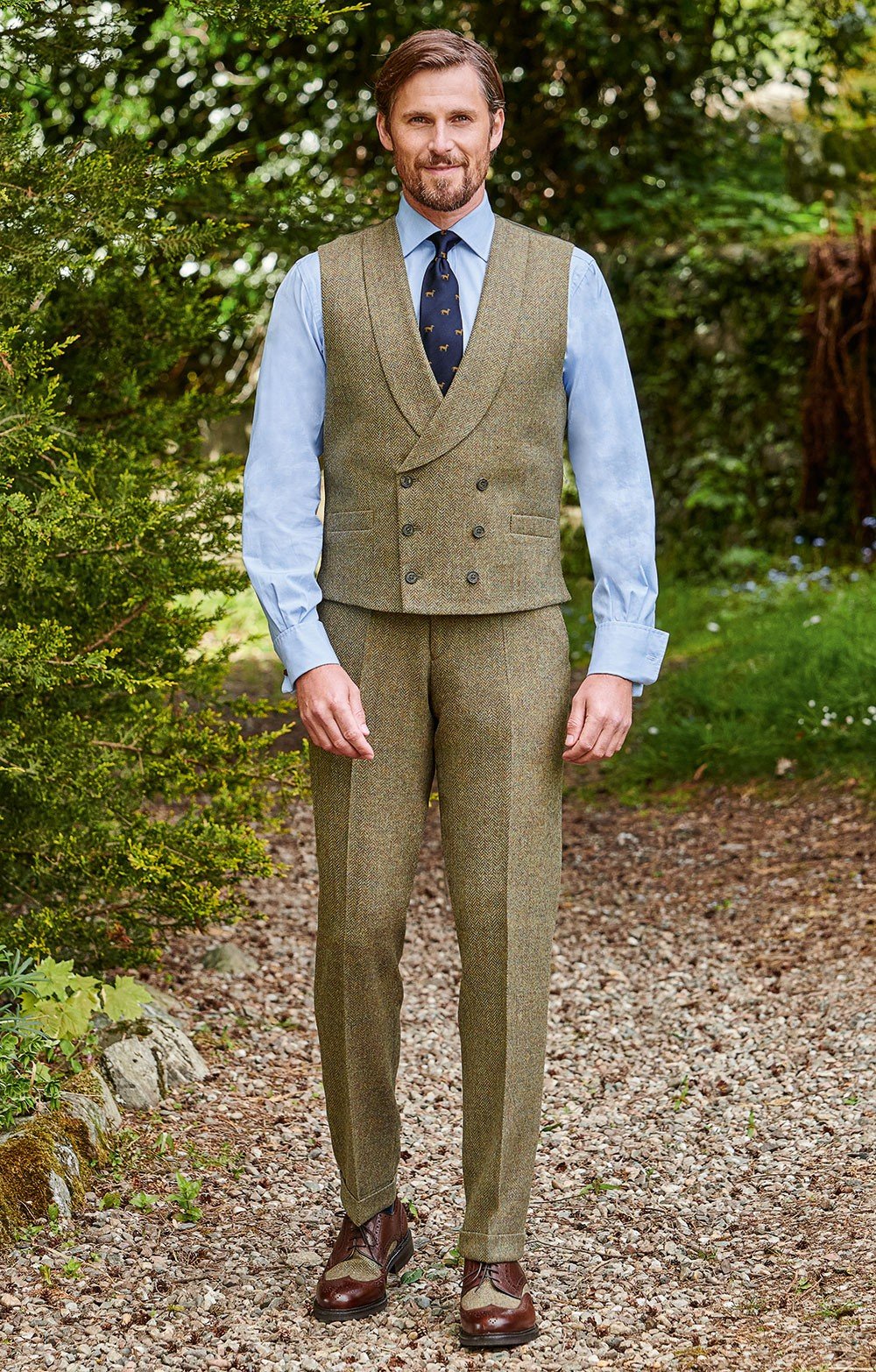 Men's Shetland Tweed Trousers, Green - House of Bruar