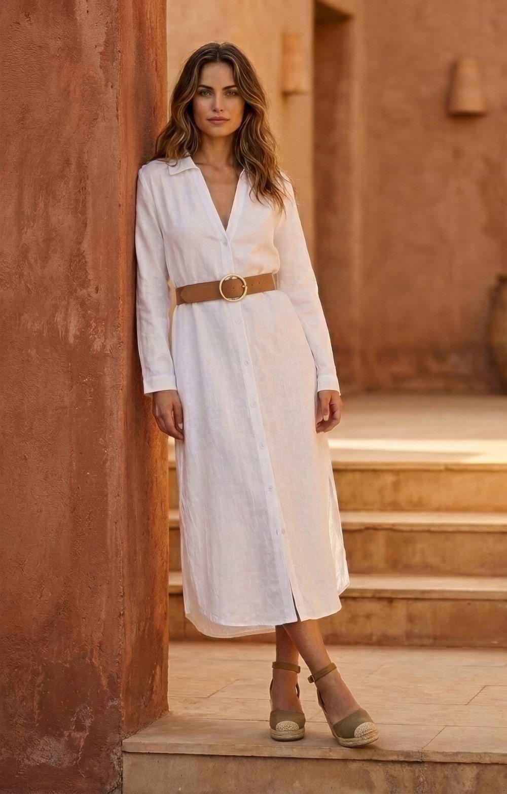 Ladies Linen Blend Safari Dress, Natural - House of Bruar Ladies Linen Blend Safari Dress, Natural - House of Bruar