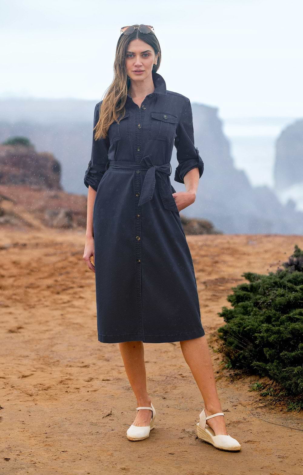 Ladies Linen Blend Safari Dress, Natural - House of Bruar Ladies Linen Blend Safari Dress, Natural - House of Bruar