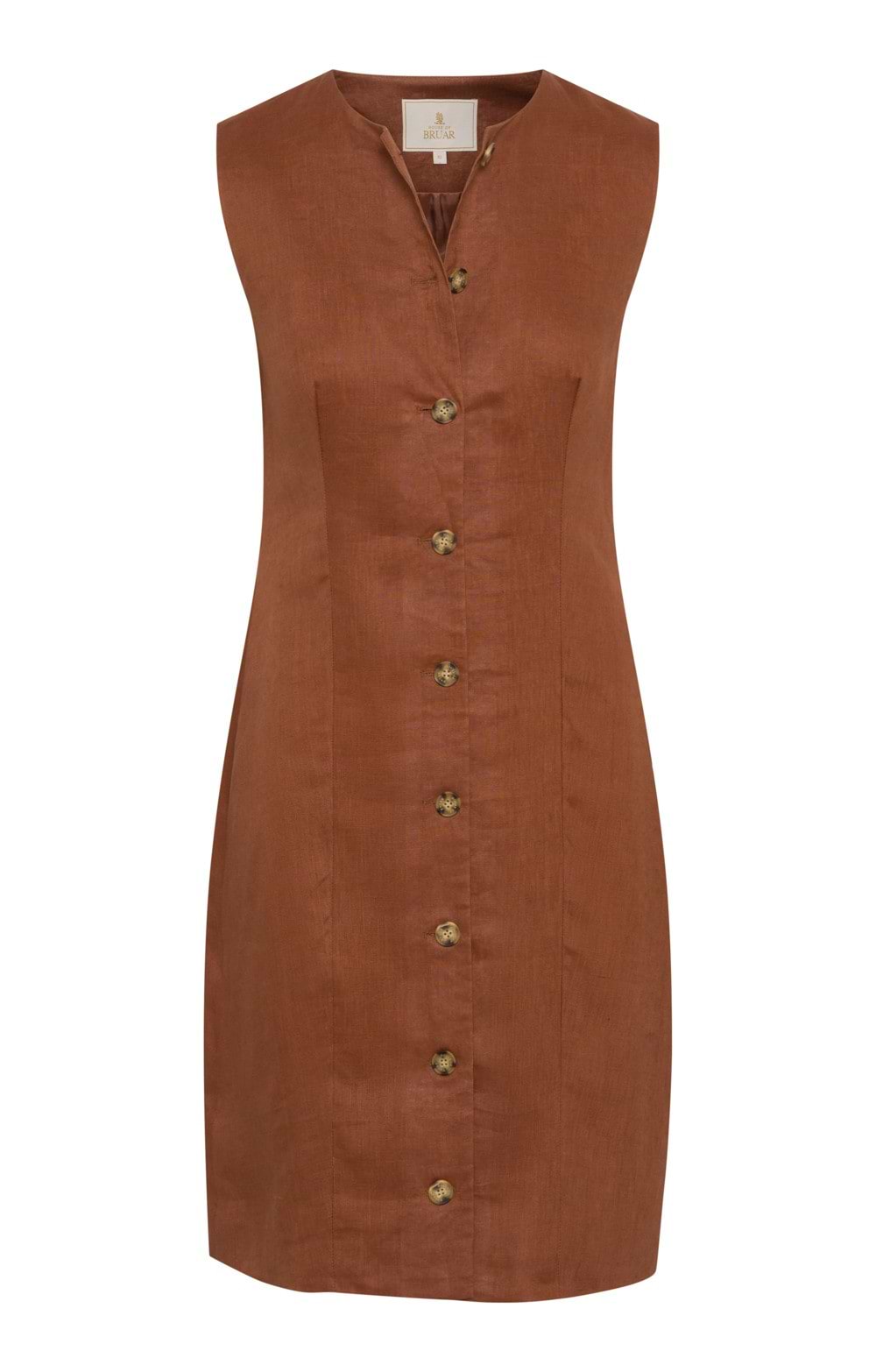 Ladies Velvet Trim Tweed Midi Dress, Brown - House of Bruar