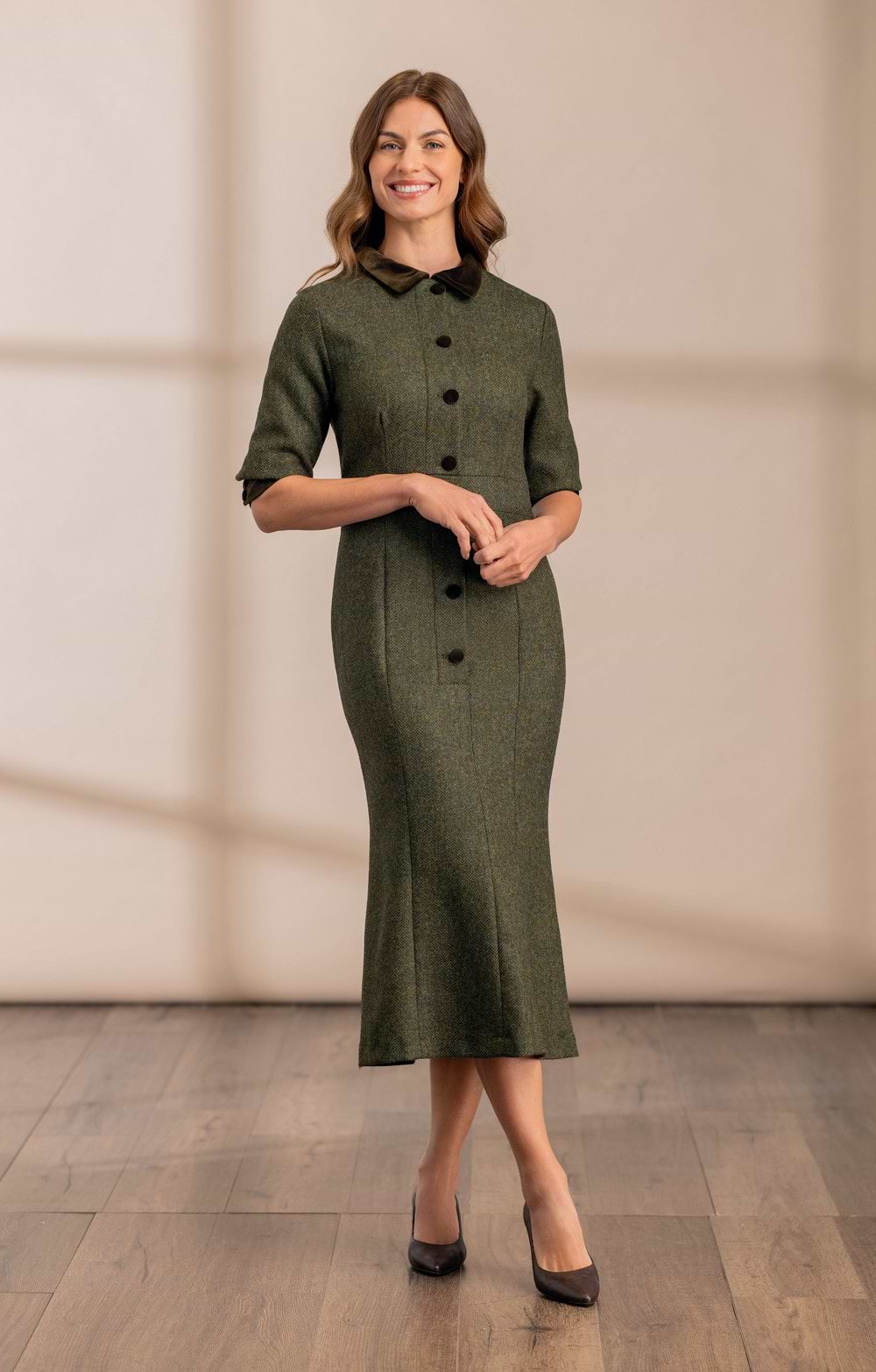 Ladies Leaf Print Dress, Brown - House of Bruar Ladies Leaf Print Dress, Brown - House of Bruar