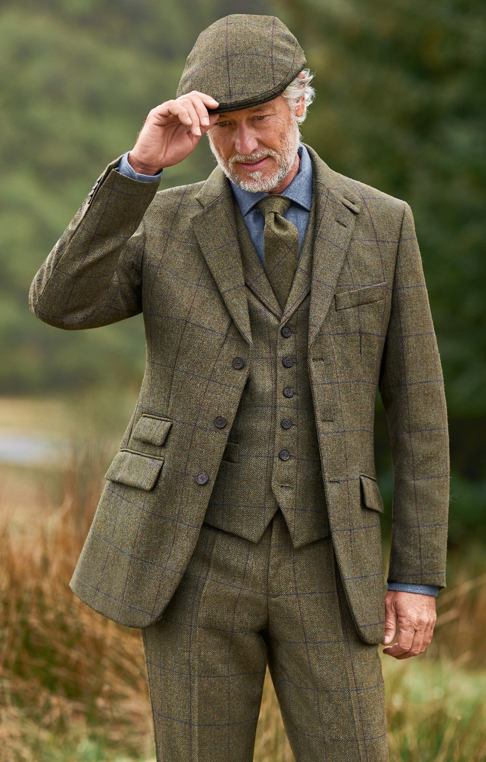 ジャケット・アウター LOUNGE LIZARD Thinsulate tweed half coat Men's Saxony Tweed Hacking Jacket, Brown - House of Bruar