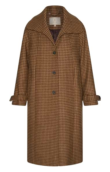 Ladies British Tweed Full Length Raglan Coat
