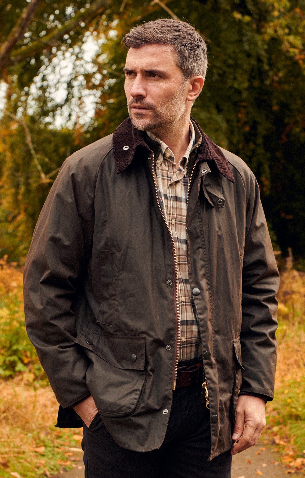 【良品】BARBOUR Duke Waxed Jacket ブラウン L Men's Barbour International Duke Waxed Jacket