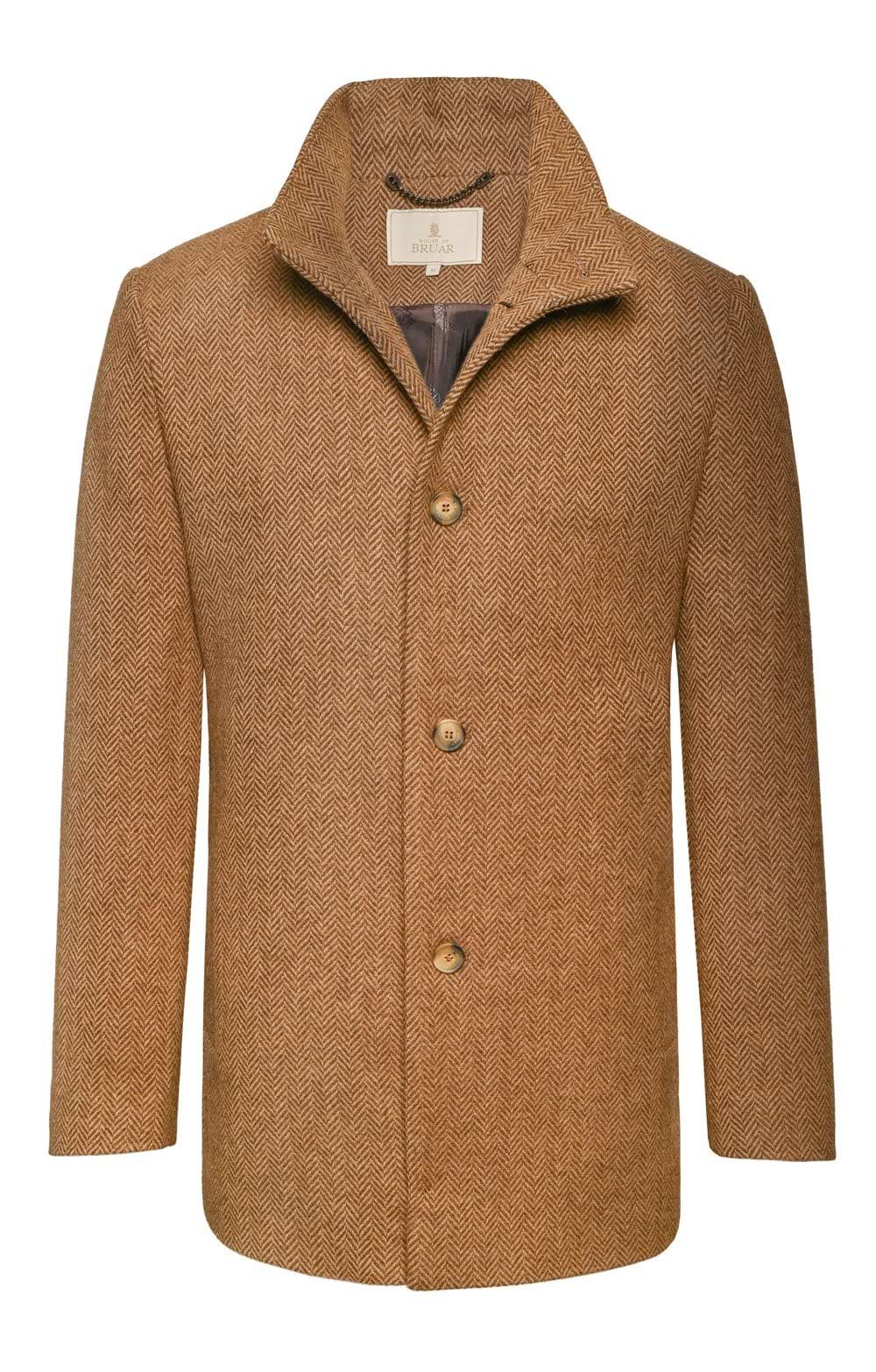 Mens Tweed Car Coat, Grey, Natural - House of Bruar
